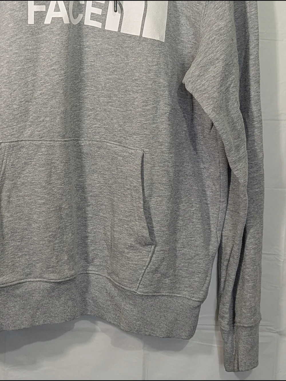 The North Face Men's Large Gray Logo Hoodie Pullover Sweatshirt Graphic